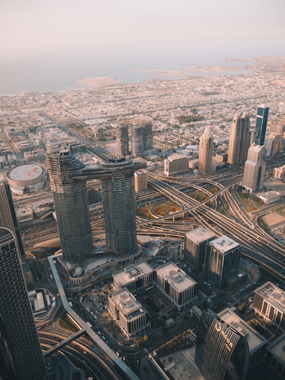 aerial view of city buildings